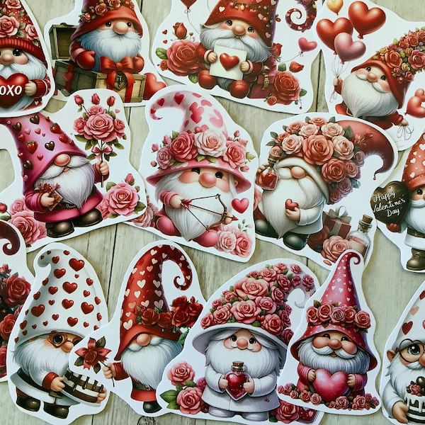 14 Stickers Gnomes Saint Valentin