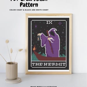Cross Stitch Pattern Tarot Card PDF The Hermit Cross Stitch PDF Pattern Decoration Cards Cross Stitch Pattern