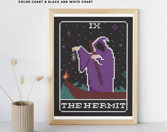 Cross Stitch Pattern Tarot Card PDF The Hermit Cross Stitch PDF Pattern Decoration Cards Cross Stitch Pattern
