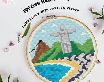 Rio de Janeiro Cross Stitch Pattern, Brazil Embroidery, Modern Cross Stitch Pattern, Travel Craft, Pattern Keeper Compatible