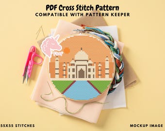 Taj Mahal Cross Stitch Pattern, India Cross Stitch Pattern, Seven Wonders of the World Embroidery Pattern, Modern Cross Stitch, Travel Gift