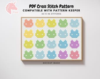 Rainbow Cat Cross Stitch Pattern, Cute Cats, Cross Stitch Pattern PDF, Instant Download, Pastel Colors Cross Stitch, Gifts for Animal Lovers