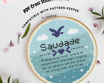Saudade Cross Stitch Pattern, Portuguese Embroidery, Travel Souvenir, Travel Cross Stitch, Portugal Cross Stitch Pattern