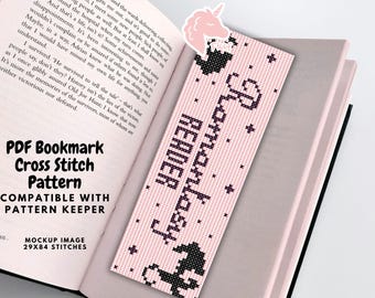 Romantasy Reader Bookmark, Cross Stitch Pattern, Booktok, Romantasy Embroidery Pattern, Cross Stitch Bookmark