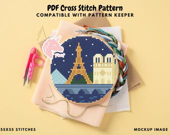 Paris Cross Stitch Pattern, France Cross Stitch Pattern, Paris France Embroidery Pattern, Modern Cross Stitch, Travel Gift