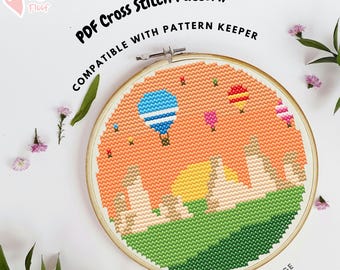 Cappadoccia Cross Stitch Pattern, Turkey Cross Stitch Pattern, Cappadoccia Embroidery Pattern, Modern Cross Stitch, Travel Gift