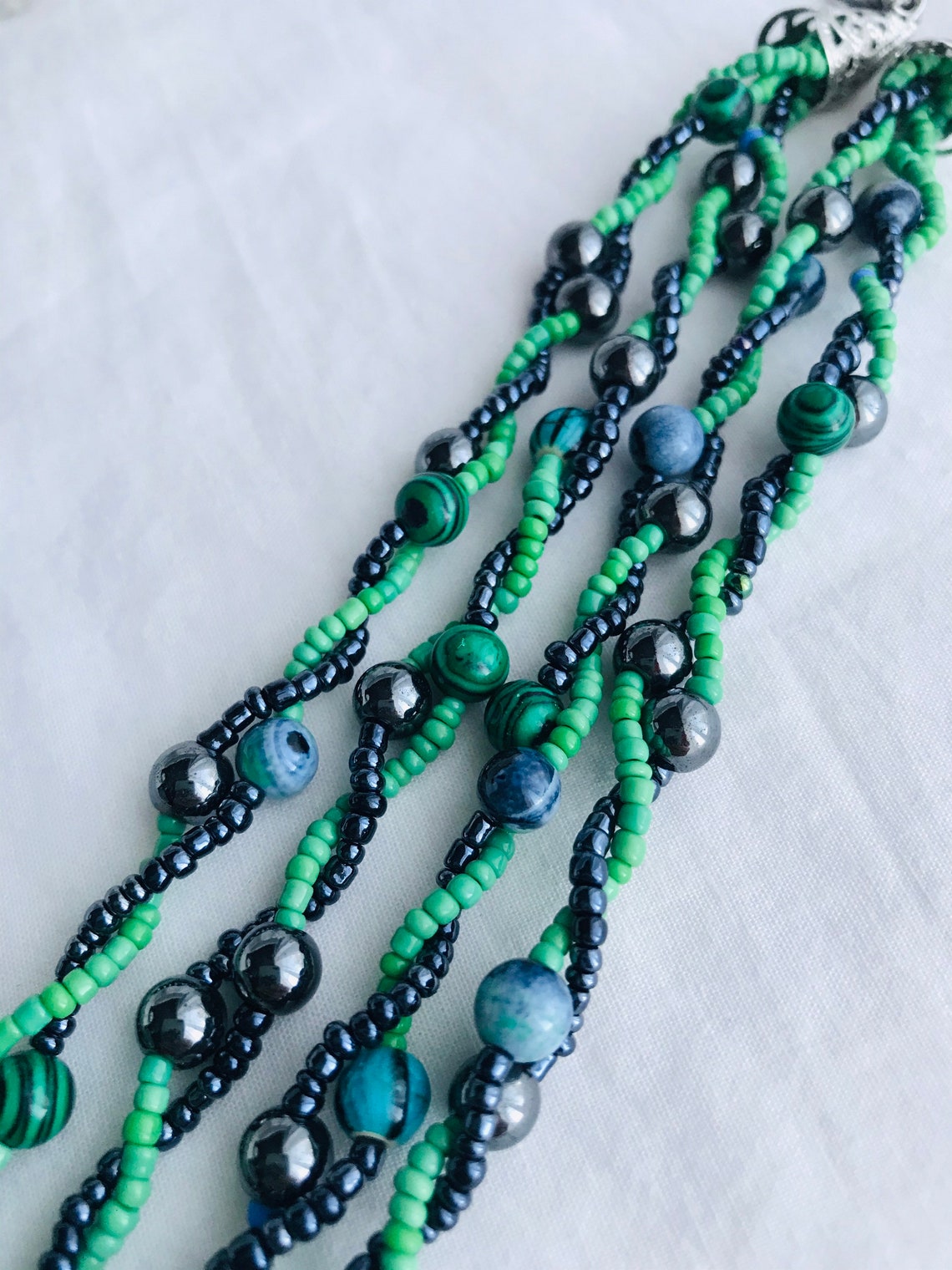 Malachite bead necklace Clearance