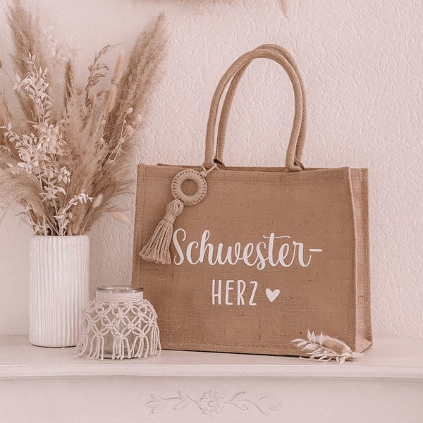 Jute Tasche groß "Schwesterherz"