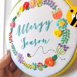 Instant PDF Embroidery Download| Allergy Season Pattern