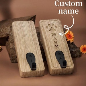 Custom Name Hook & Coat Rack – Wooden Towel Holder, Key Hook, Dog Leash Holder, Decorative Hooks, Personalized Gift, Rustic Home Decor