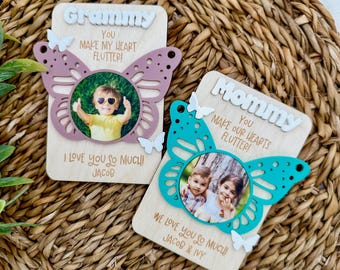 Fridge Photo Magnet, Photo Magnet Gift, Mothers Day Gift, Gift for Grandma, Kids Photo Magnet, Mothers Day, Custom Magnet, Butterfly