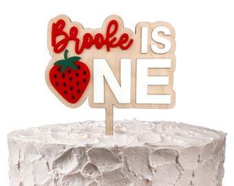 One Cake Topper, Berry First Birthday, First Birthday, Strawberry, Birthday Cake Topper, Personalized Cake Topper, First Birthday Party