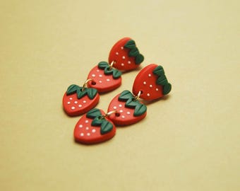 Strawberry Polymer Clay Dangle Earringsr