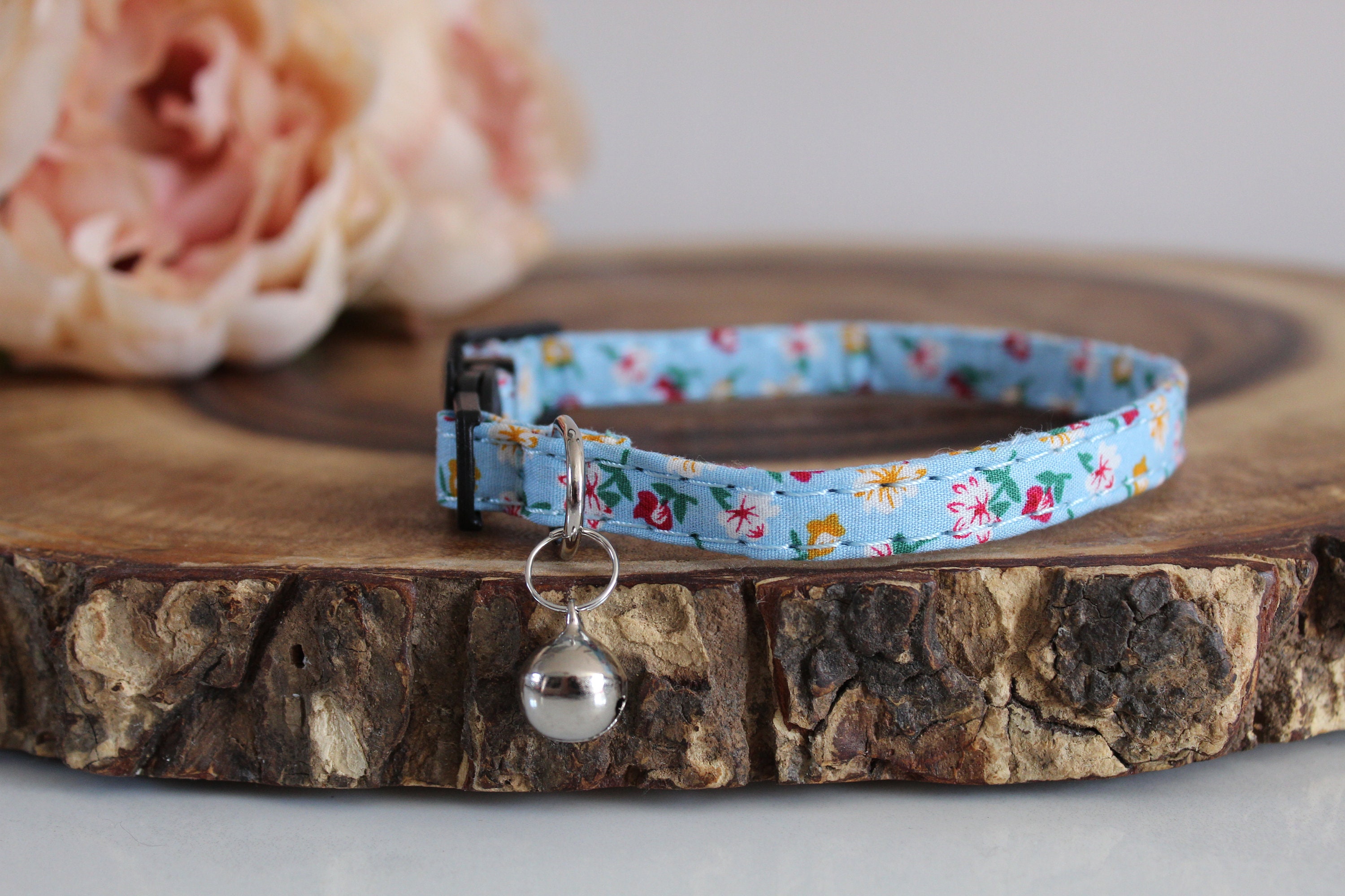 Floral Cat Collar with Customised Charm Etsy