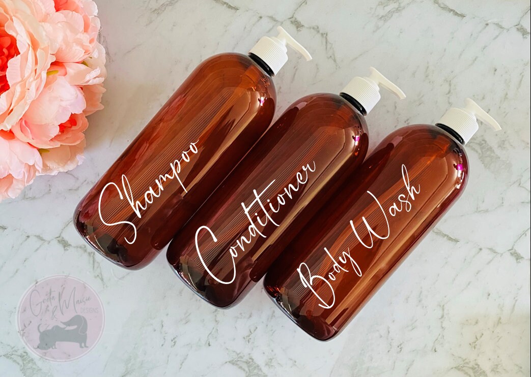 Bathroom Bottle Set 1 Litre Reusable Dispenser Bottles Personalised