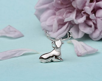 sterling silver deer pendant,lovely deer pendant,s925 deer necklace,women's gift,silver deer charm,silver deer jewelry,carved deer pendant