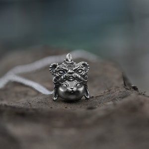Chinese retro stering silver rabbit pendatn,rabbit with tiger-head hat silver pendant,silver Rabbit pendant chain,925 necklace