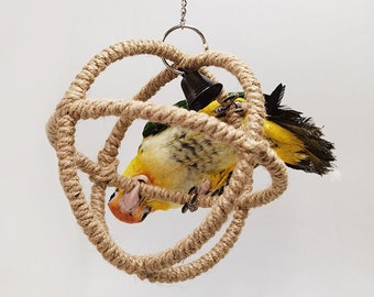 Parrot Swing Toy,Large Size parrot game Natural Hemp Rope, Ball,parrot toys,Parrot exercise toy,Parrot climbing toy, energy-consuming toys