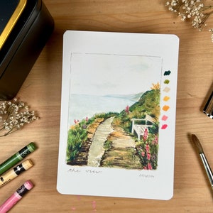 Cartão postal "Outlook", cartão ilustrado com envelope, cartão postal premium, mini impressão artística