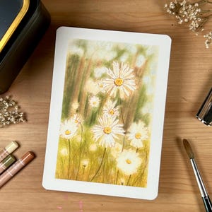 Ansichtkaart "Madeliefjes", geïllustreerde kaart met envelop, premium ansichtkaart, mini-kunstprint