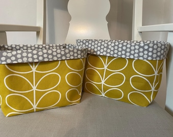 Paniers de rangement Scandi Stem en tissu - Paire décorative rétro