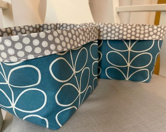 Paniers de rangement Scandi Stem en tissu - Paire décorative rétro, grande