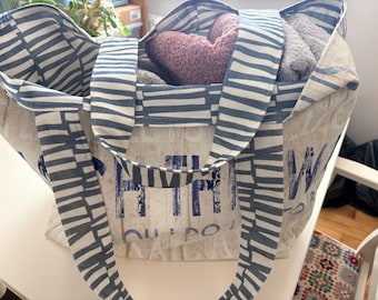 Grand sac de plage Luned en tissu Cotyon de qualité fait main, sac de piscine, sac de pique-nique/fourre-tout