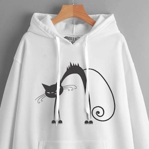 Mens or Ladies Scaredy Cat Halloween Hooded Sweatshirt sizes XS-XXL or 6-18
