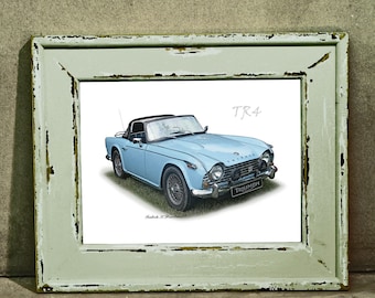 Triumph TR4 - 1960s Classic British Sports Car - Frederick H. Strantini Illustrations Print sizes A4 or A3