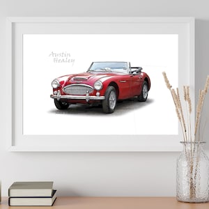 Austin Healey 3000 - 1960s Classic Sports Convertible Car - Frederick H. Strantini Illustrations Print sizes A4 or A3