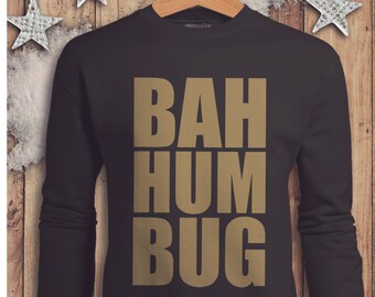 Mens / Ladies Unisex &#39;Bah Humbug&#39; Christmas Jumper Sweatshirt sizes XS-XXL