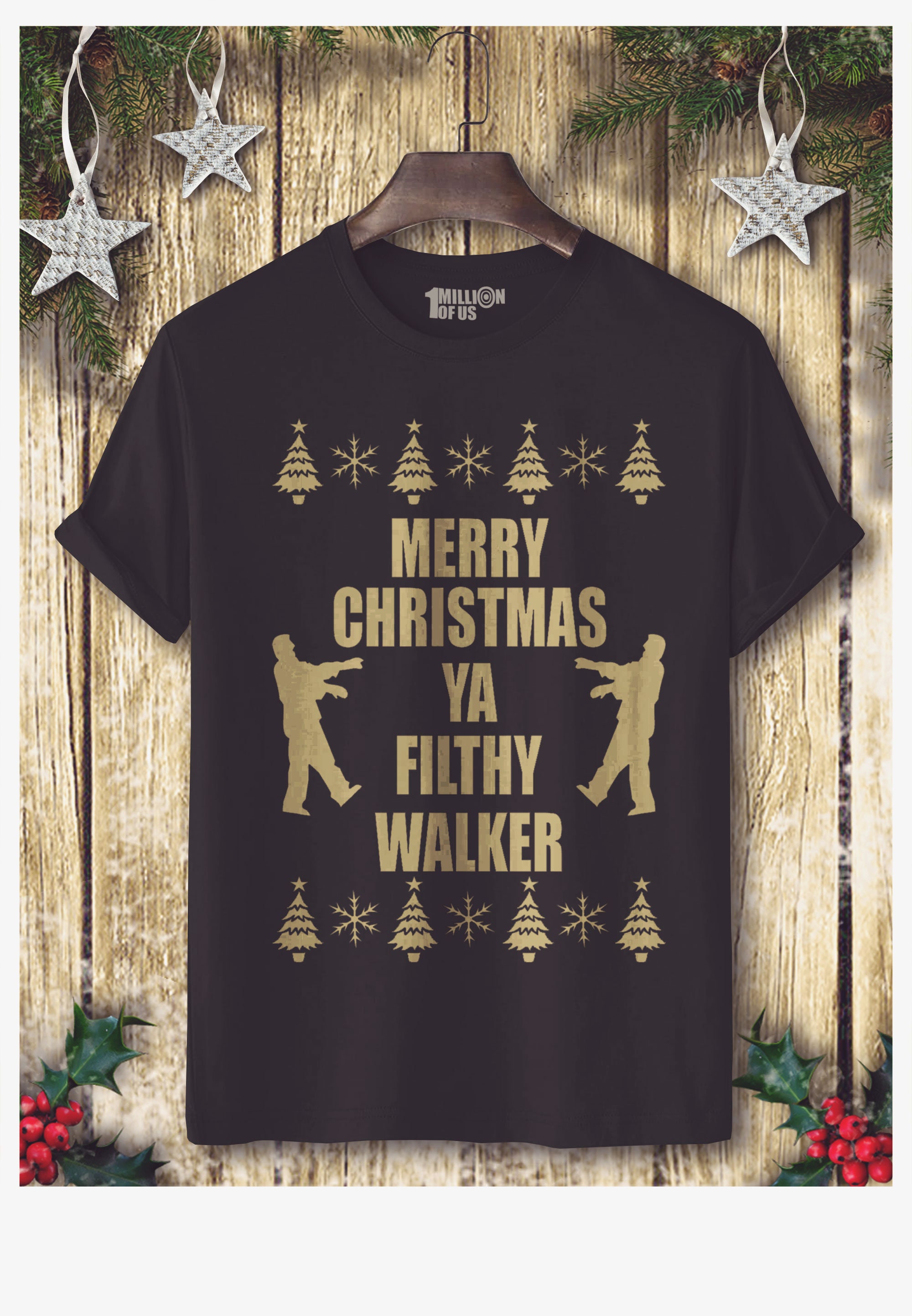 Mens Or Ladies 'Merry Christmas Ya Filthy Walker' Parody Christmas T-Shirt sizes XS-XXL or UK 6 -18