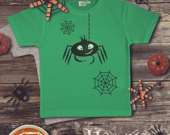 Kids Glow in the Dark Eyes Spider Halloween T-shirt for Ages 3 - 13 years