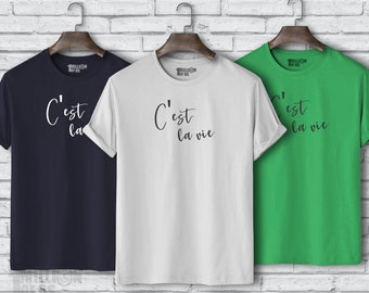 Herren oder Damen C'est La Vie Französischer Slogan T-Shirt Größen S-3XL oder 6-18