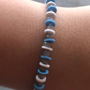 Blue and white bead