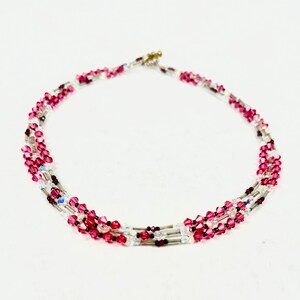 Pink Swarovski crystal multi-strand necklace