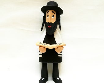 Jew figurine with Book / Jew Handmade of wood / Jew Wooden figurine