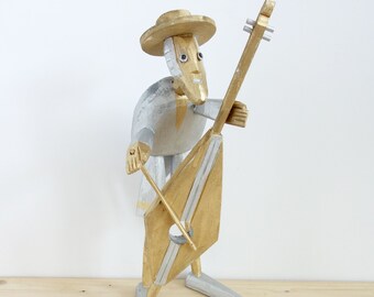 Cellist figurine / Unique figure of a musician with cello / Musician figurine handmade of wood