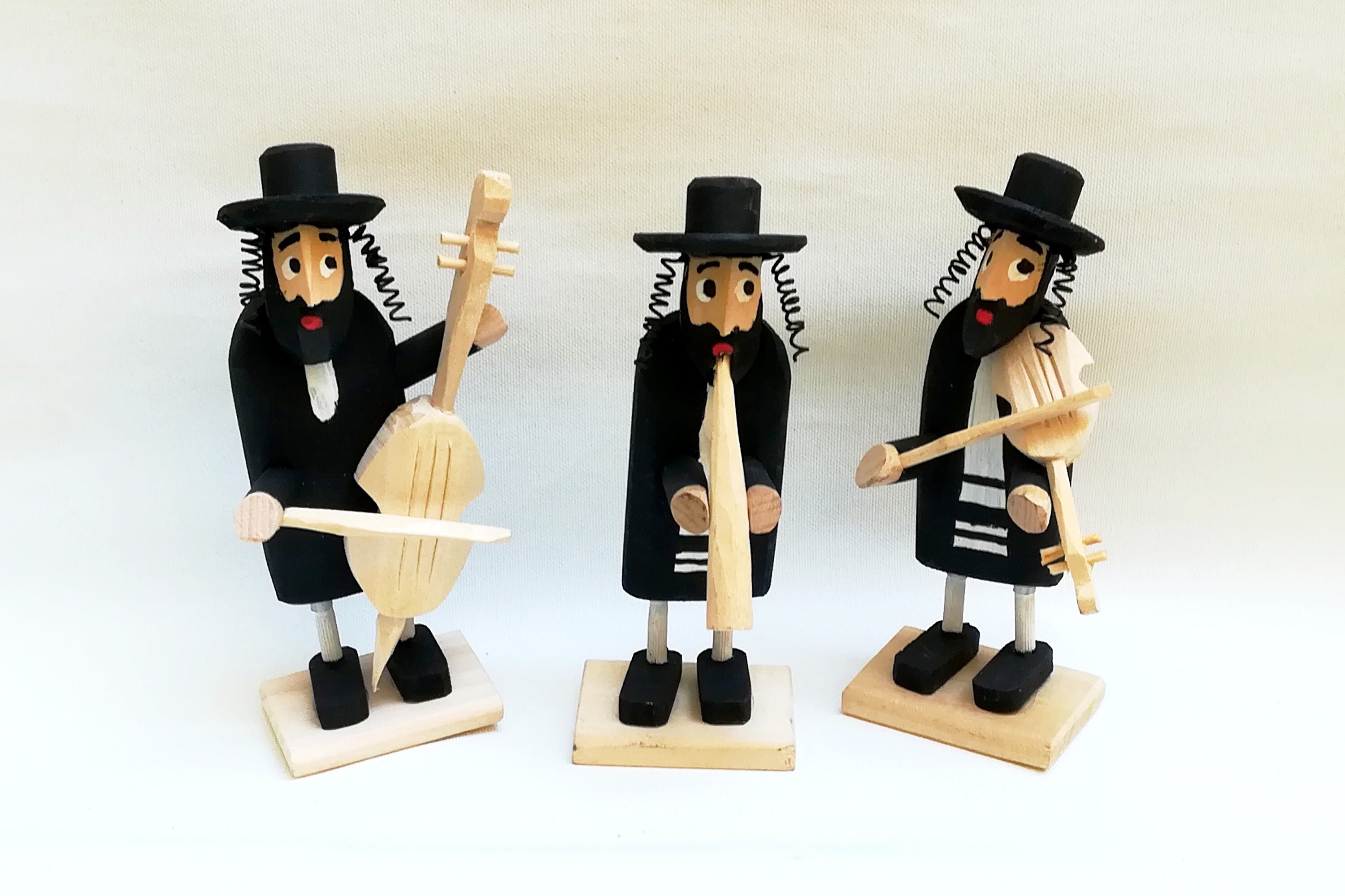 Jewish Musicians - trio / Musicians of the trio / Jew Handmade of wood
