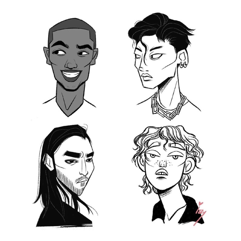 Fashion Model Boys Illustration Digital Print Etsy