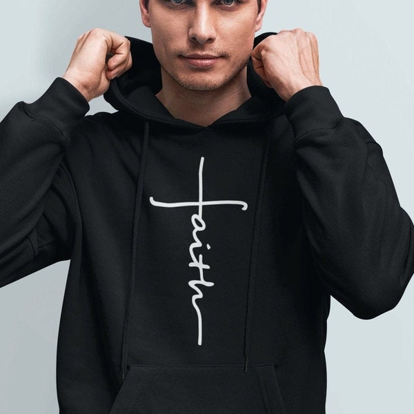 Faith Hoodie Jesus Christian Vertical Cross Christianity Faith Religion Church Religious Faith Adults Youth Jumper Christmas Gift Hoody