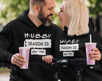 Personalised Anniversary Couple Hoodie: Hubby Wifey Matching Jumpers