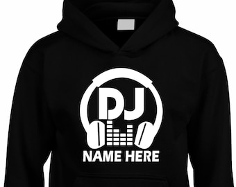 Personalised DJ Headphone Hoodie Funny Hoody Singing Club Music Concert Dancer Birthday DJ Studio Adult kids Women Unisex Christmas Gift Top