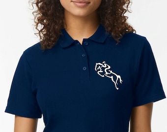 Polo équestre : imprimé cavalier, haut en coton pour femme