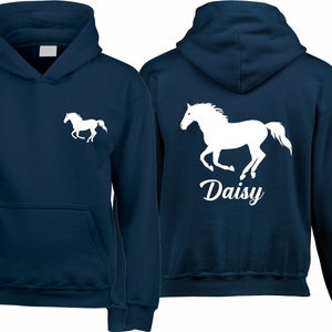 Personalised Horse Hoodie, Equestrian Rider, Stable Pony Cob Jockey Men Women Children Kids Boys Girls Unisex Jumper Christmas Gift Pullover