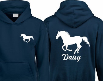 Personalised Horse Hoodie, Equestrian Rider, Stable Pony Cob Jockey Men Women Children Kids Boys Girls Unisex Jumper Christmas Gift Pullover