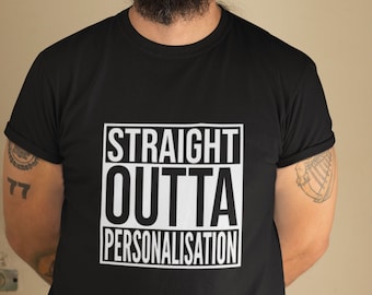 Gepersonaliseerde recht T-shirt, aangepaste tekst of plaatsnaam kerstcadeau