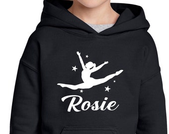 Felpa con cappuccio personalizzata, ginnasta ballerina di danza danza ginnastica ragazza maglione di Natale regalo di compleanno pullover per bambini e adulti