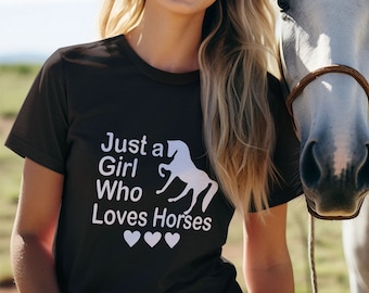 T-shirt Just a Girl Who Loves Horses, haut cadeau de Noël équitation équitation