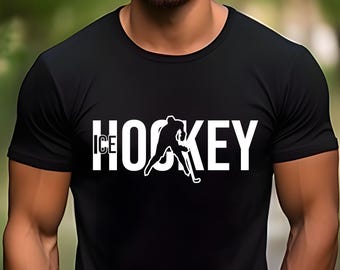Ice Hockey T-shirt Sports Typography Unisex Birthday Gift Cotton Top